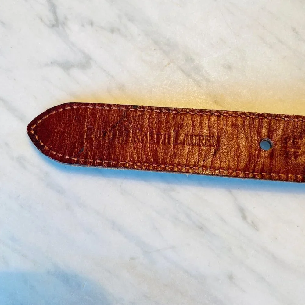 Polo Ralph Lauren Belt Boys 26 Leather Braid Brass Buckle Classic‎